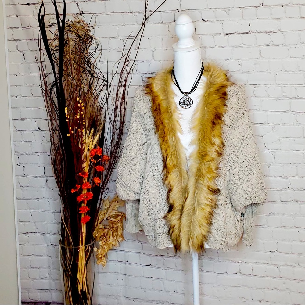 Cellabie Faux Fur Cardigan Sweater